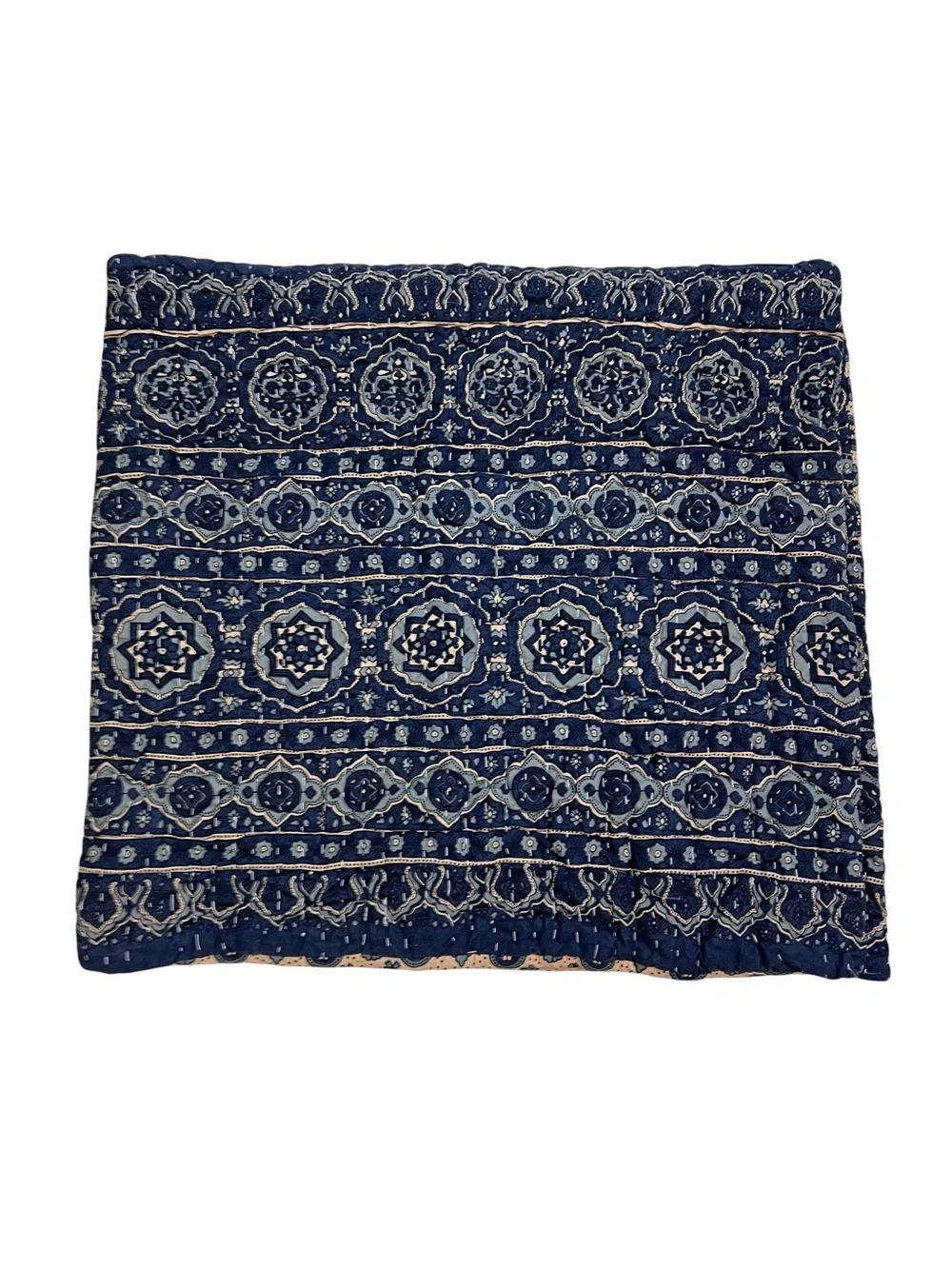 2 Pottery Barn Auden Pick Stitch Reversible Euro Shams 26” Square Zip Closure